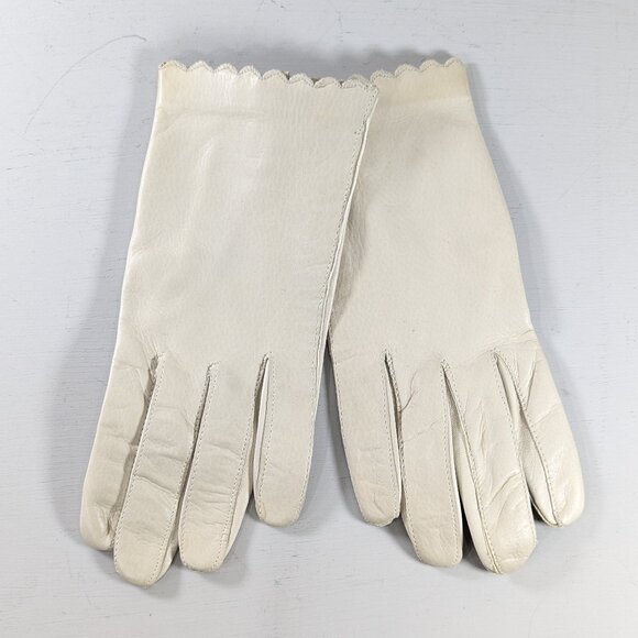 Vintage Gaymode Italy white leather driving gloves size 7 - Picture 1 of 7
